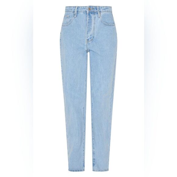 NWT PRETTYLITTLETHING Light Blue Wash High Waist Straight Leg Jeans - Picture 3 of 6